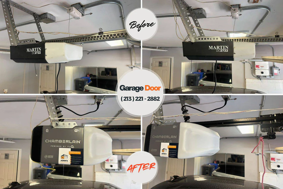 Before and after: garage door repair Sturgeon Bay, WI